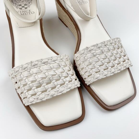 Vince Camuto Bretandi Espadrille Wedge Sandals White Ankle Strap Women's 6.5 - Picture 4 of 11